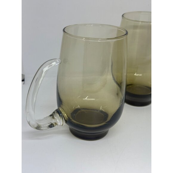 VTG Libbey Tempo Brown Tankard Mugs Set of 3 Smoke Glass Retro Bar 2.75"x5" - Picture 2 of 11